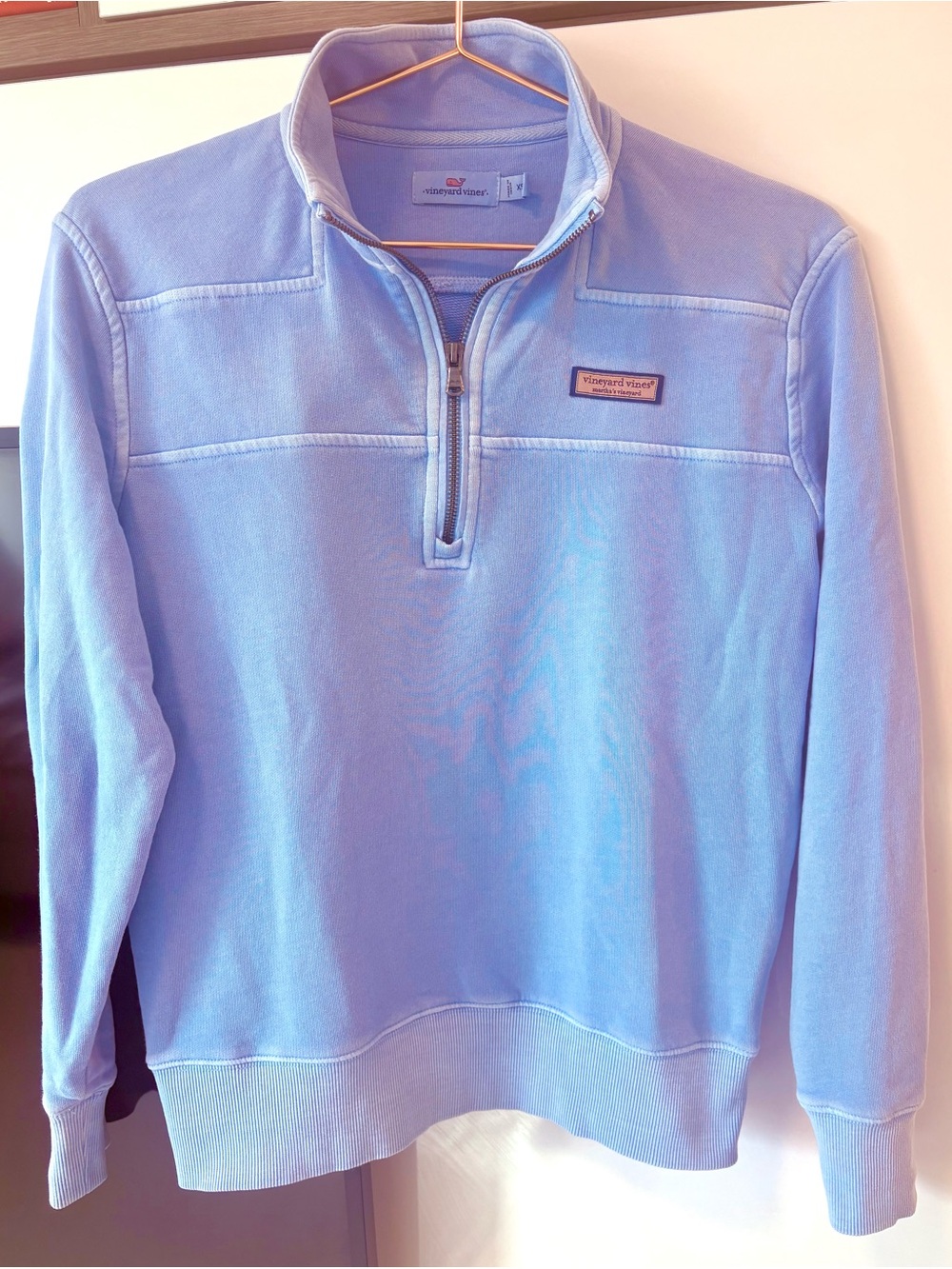Vineyard vines women’s collegiate shep sweater quarter zip cornflower blue xs